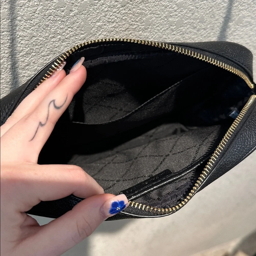 Michael Kors Black Crossbody with Gold MK Emblem
